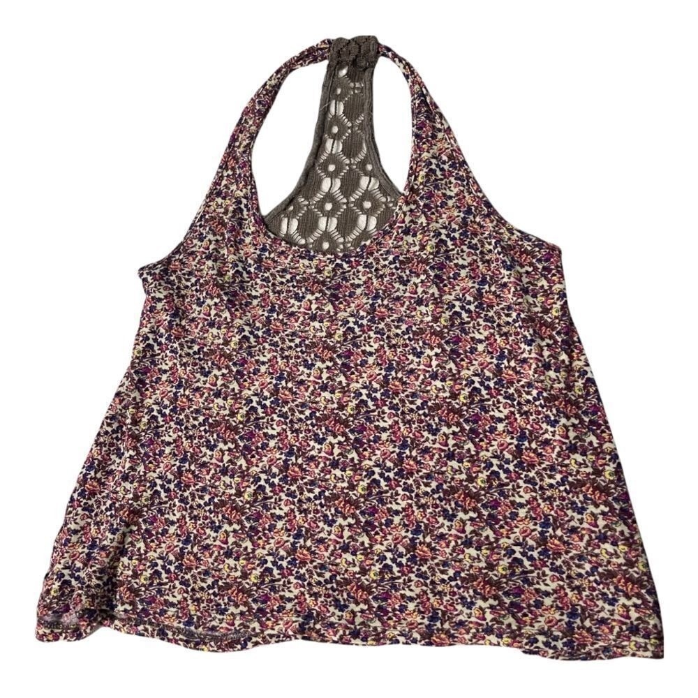 PAPAYA Floral Print Lace Racerback Tank/Cami Top-S